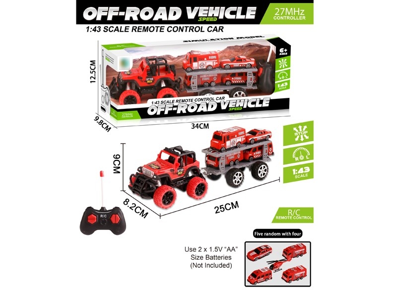 1:43 4-CHANNEL R/C CAR W/LIGHT & FREE WAY CAR，NOT INCLUDED BATTERY - HP1172867