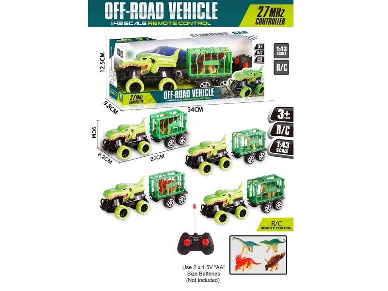 1:43 4-CHANNEL R/C CAR W/LIGHT & DINOSAUR，NOT INCLUDED BATTERY - HP1172870