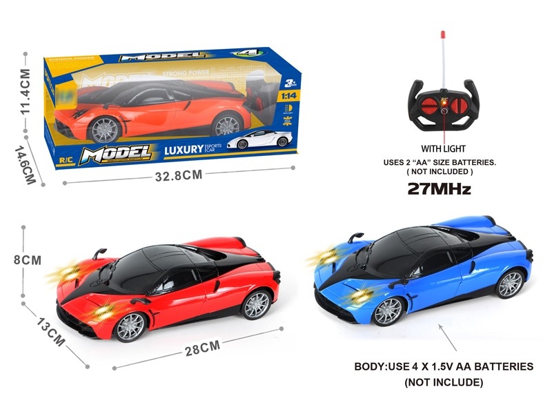 1:14 4-CHANNEL R/C CAR W/LIGHT，NOT INCLUDE BATTERY RED& BLUE & ORANGE - HP1173310