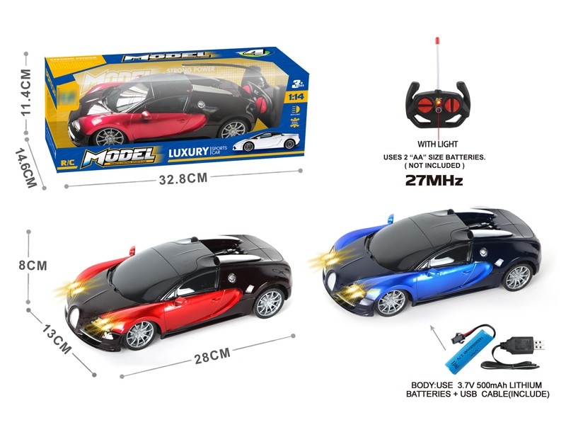 1:14 4-CHANNEL R/C CAR W/LIGHT，INCLUDE BATTERY  RED & BLUE - HP1173315