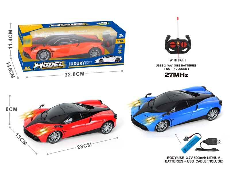 1:14 4-CHANNEL R/C CAR W/LIGHT，INCLUDE BATTERY RED& BLUE & ORANGE - HP1173316