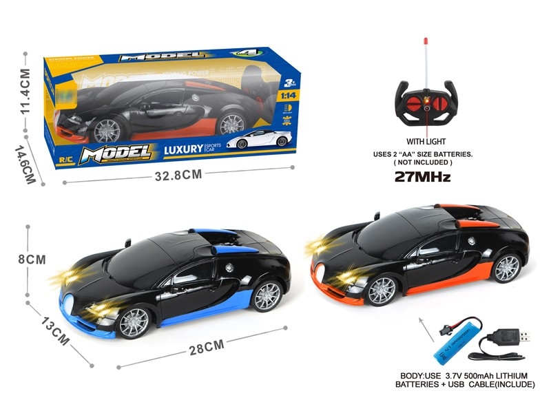 1:14 4-CHANNEL R/C CAR W/LIGHT，INCLUDE BATTERY  BLUE & ORANGE - HP1173318