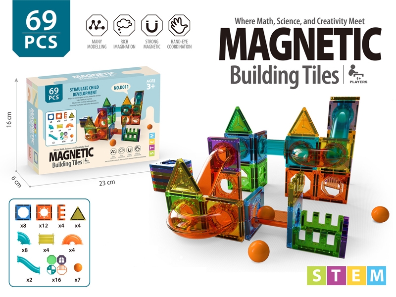 MAGNETIC BUILDING TILES 69PCS - HP1173422