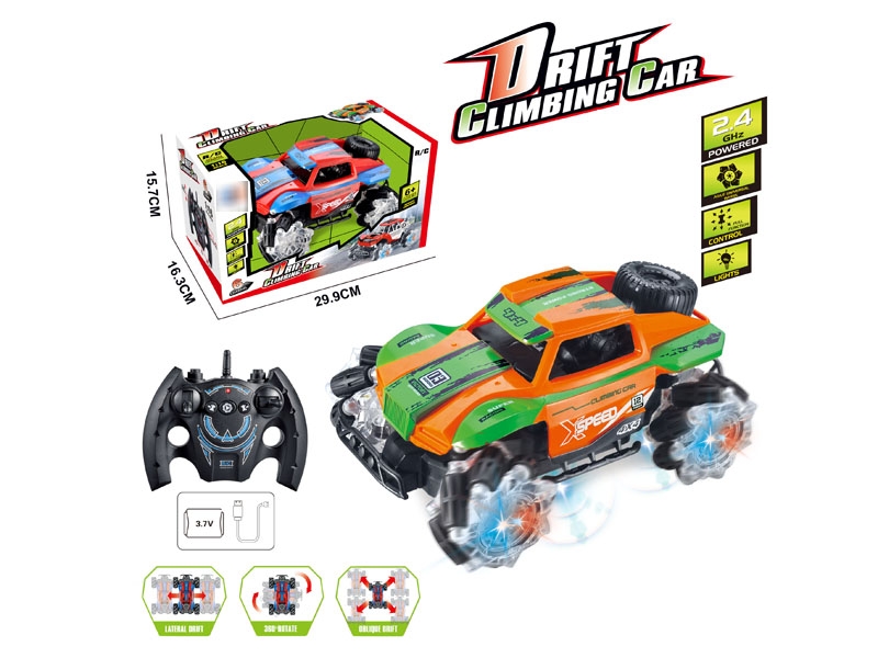 2.4G 1:16 7CH R/C STUNT CAR W/LIGHT,INCLUDED BATTERY,BLUE/GREEN - HP1175131