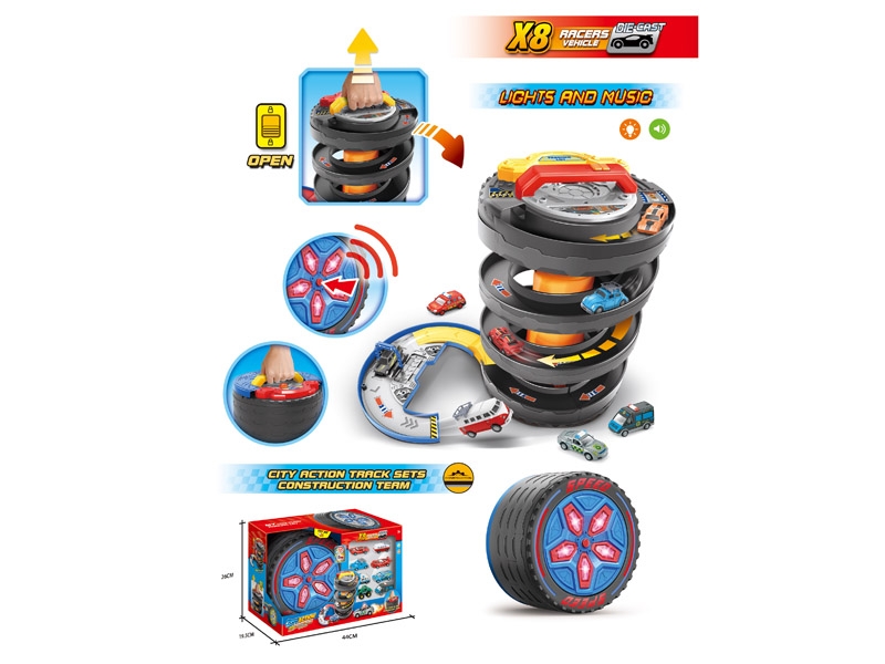 PARKING LOT W/LIGHT & MUSIC,INCLUDED BATTERY 3AG13(8PCS DIE CAST FREE WAY CARS) - HP1175158