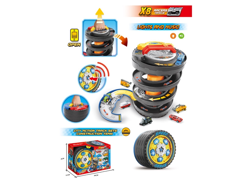 PARKING LOT W/LIGHT & MUSIC,INCLUDED BATTERY 3AG13(8PCS DIE CAST FREE WAY CARS) - HP1175159