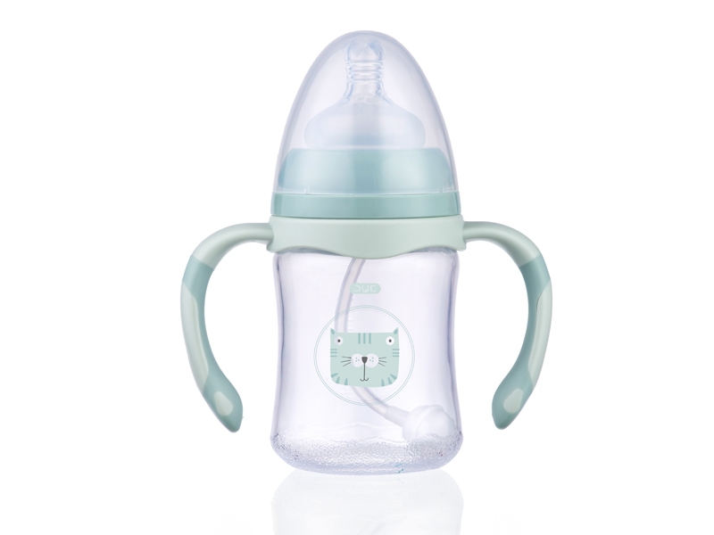 200ML WIDE NECK TRITAN BOTTLE WITH TWO COLOR HANDLES (TRITAN BOTTLE BODY, SILICONE NIPPLE, OTHER PART PP, 106G. COLORS: GREY, GREEN, PINK) - HP1175955