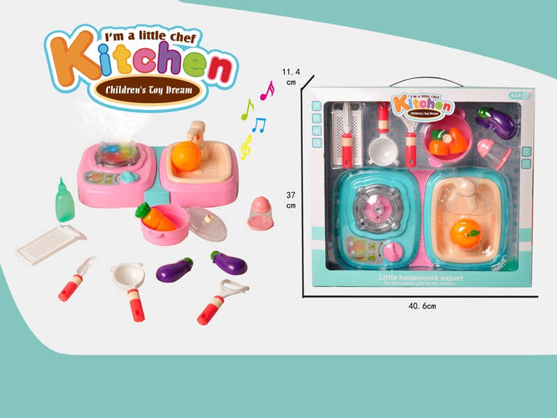 KITCHEN SET W/LIGHT & MUSIC & SMOKING，（THE FAUCET OUT OF THE WATER） - HP1176544