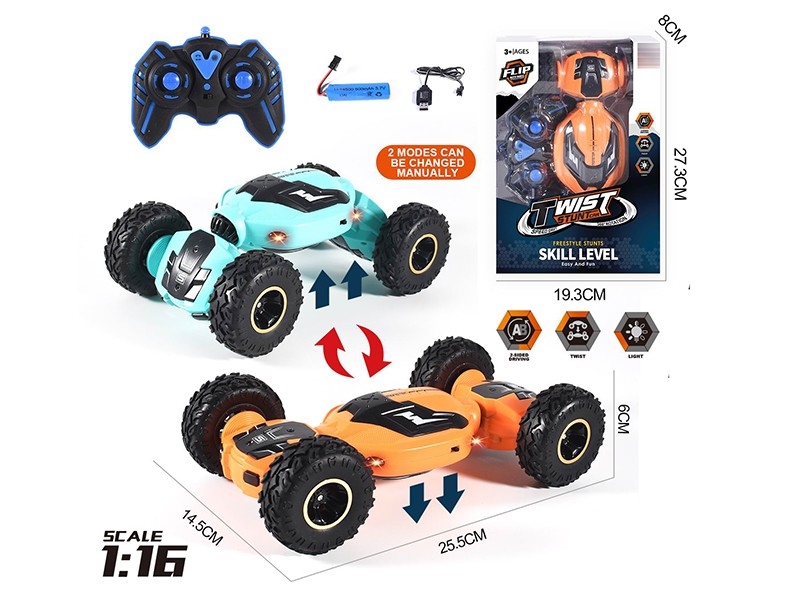 1:16 R/C STUNT CAR,ORANGE/BLUE,INCLUDED BATTERY - HP1177650
