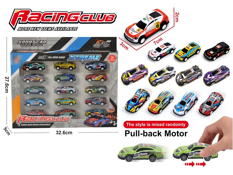PULL BACK METAL CAR 15PCS，3ASST - HP1178518