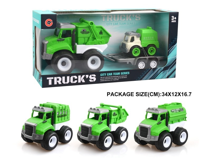 FRICTION SANITATION TRUCK W/FREE WAY CAR 1PCS - HP1178754