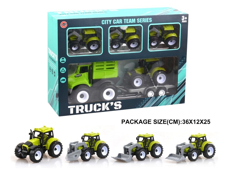 FRICTION FARMER TRUCK W/PULL BACK CAR 3PCS - HP1178769