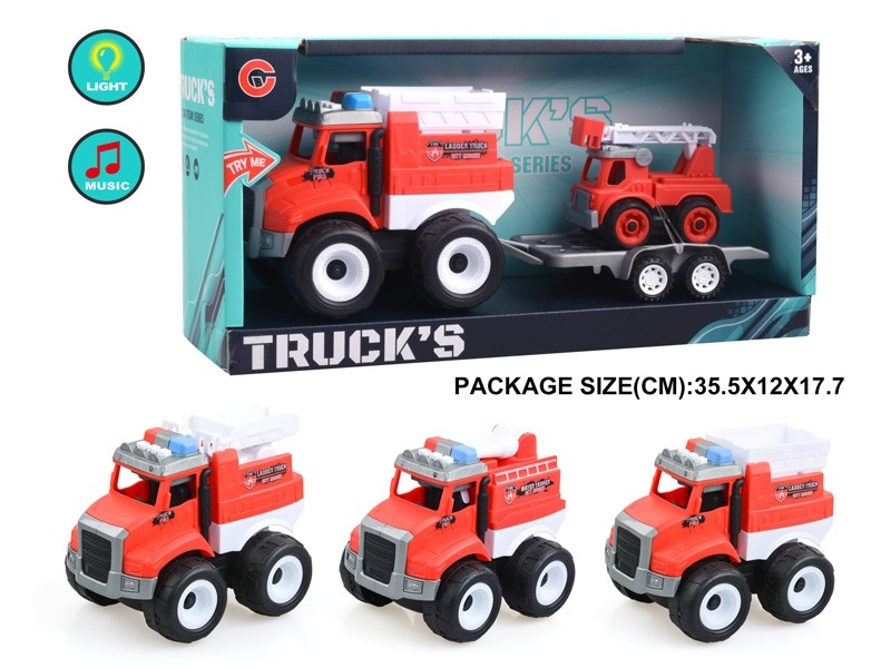 FRICTION FIRE TRUCK W/LIGHT & MUSIC & FREE WAY CAR 1PCS - HP1178784