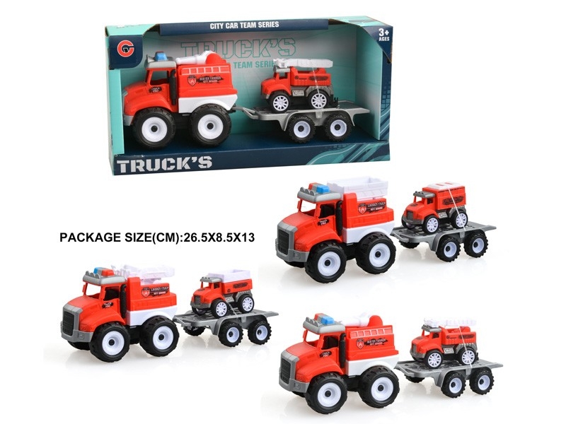 FRICTION FIRE TRUCK W/PULL BACK CAR 1PCS - HP1178842