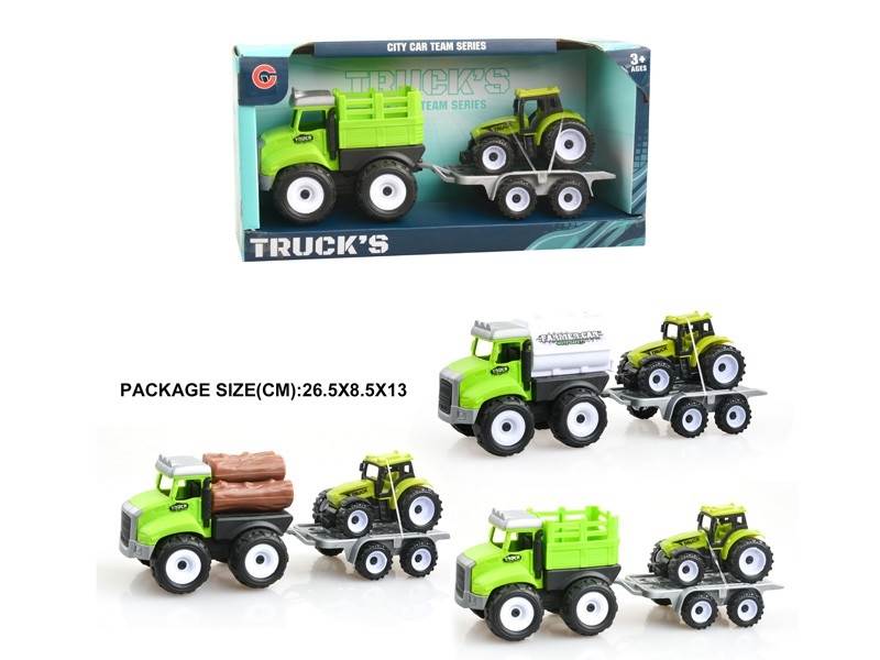 FRICTION FARMER TRUCK W/PULL BACK CAR 1PCS - HP1178843