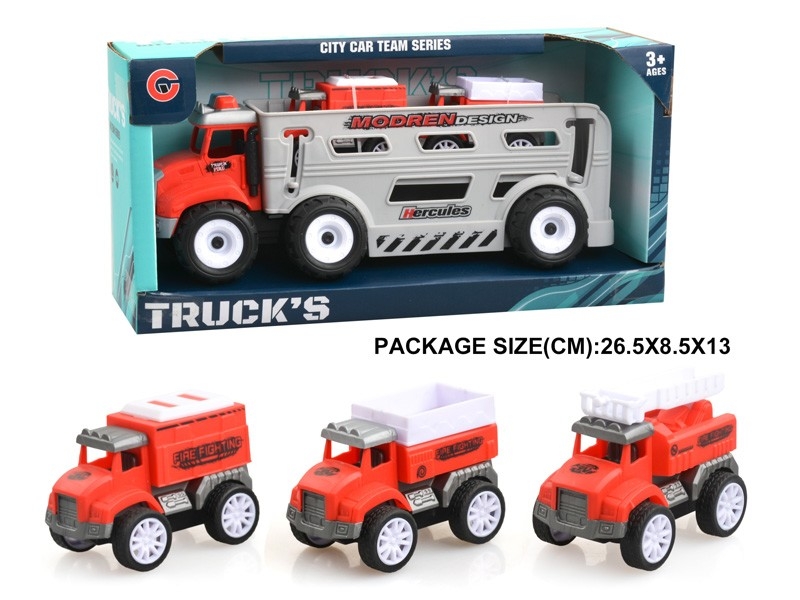 FRICTION FIRE TRUCK W/PULL BACK CAR 2PCS - HP1178847