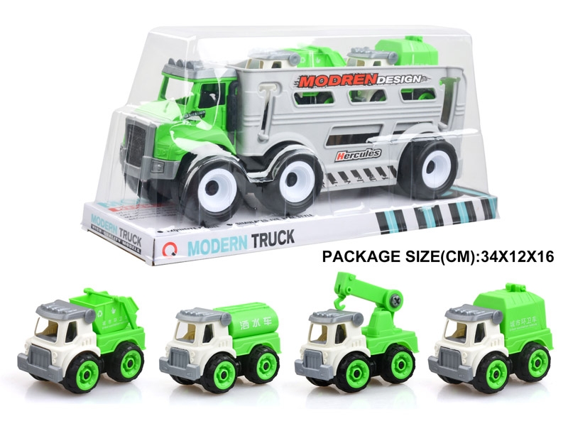 FRICTION SANITATION TRUCK W/FRICTION CAR 2PCS - HP1178957
