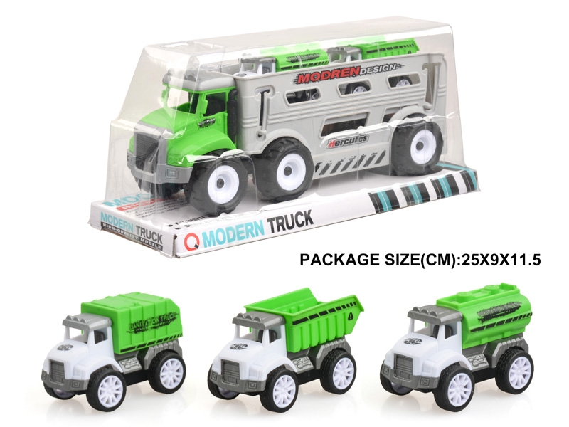 FRICTION SANITATION TRUCK W/PULL BACK CAR 2PCS - HP1178966