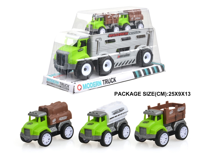 FRICTION FARMER TRUCK W/PULL BACK CAR 3PCS - HP1178971