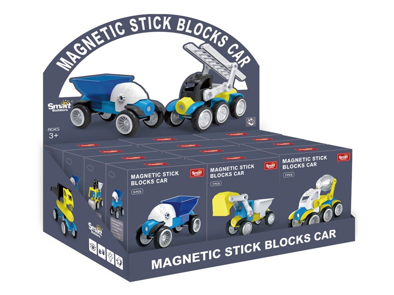 MAGNETIC BLOCKS  ENGINEERING CAR，12PCS/DISPLAY - HP1179222