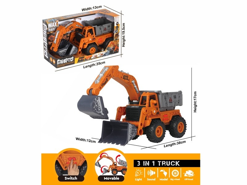 FRICTION CONSTRUCTION CAR,W/LIGHT&SOUND,INCLUDED BATTERY3*LR44 - HP1179982
