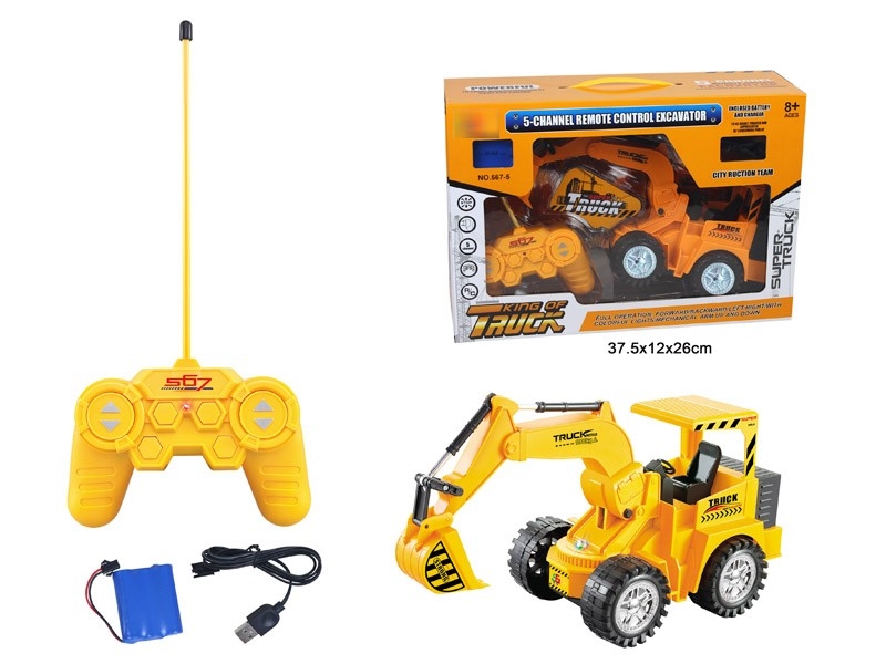 5 CHANNEL R/C CONSTRUCTION CAR W/LIGHT，INCLUDED BATTERY & USB - HP1181887