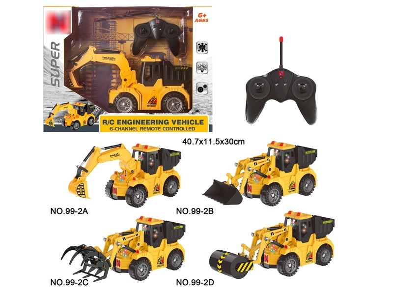 6 CHANNEL R/C CONSTRUCTION CAR W/LIGHT，INCLUDED BATTERY & USB，4ASST - HP1181903