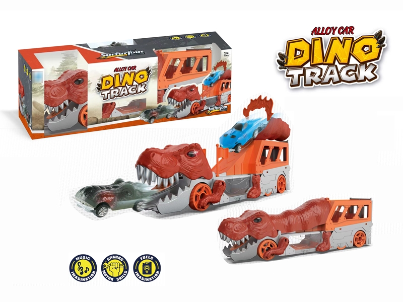 DINOSAUR RAIL CAR W /LIGHT & MUSIC & DIE-CAST CAR 1PCS（INCLUDED BATTERY） - HP1183170