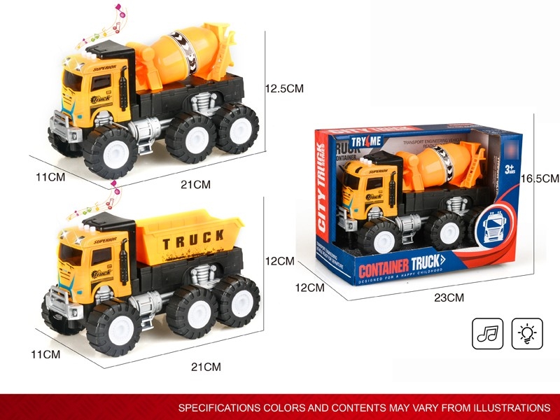 FRICTION SANITATION TRUCK W/LIGHT & MUSIC，2ASST - HP1183236
