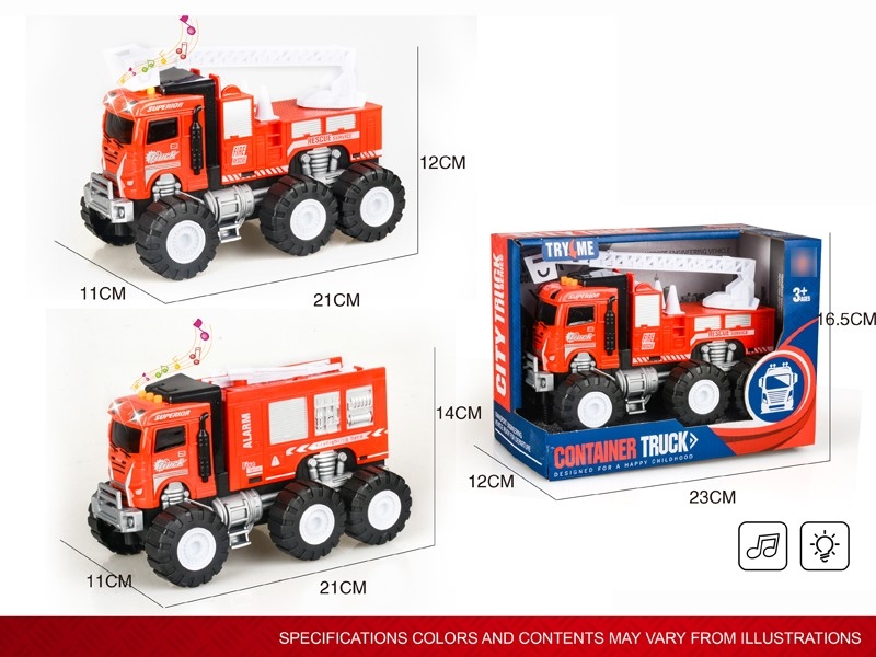 FRICTION FIRE TRUCK W/LIGHT & MUSIC，2ASST - HP1183237