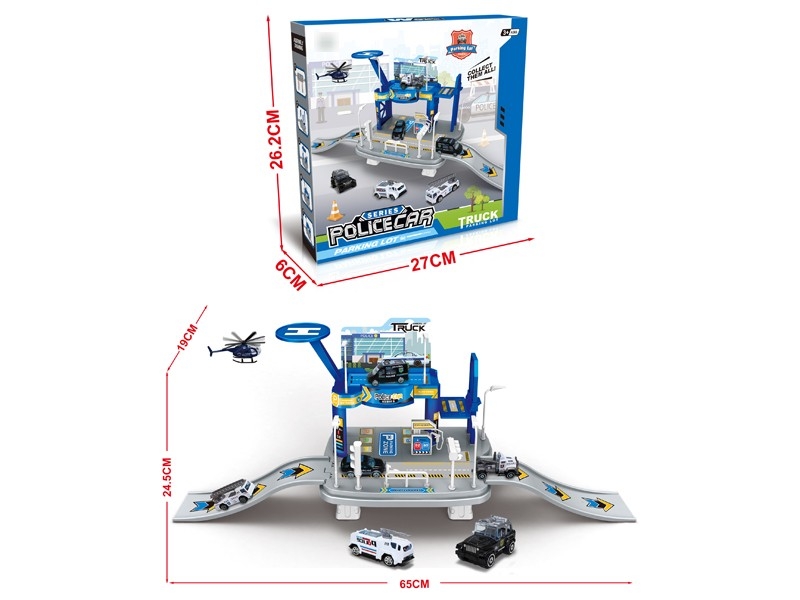 POLICE PARKING LOT SET W/DIE-CAST 2PCS+1PCS PLANE - HP1184376
