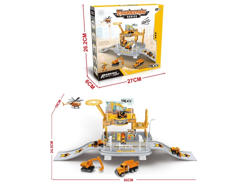 ENGINEERING PARKING LOT SET W/DIE-CAST 2PCS+1PCS PLANE - HP1184377