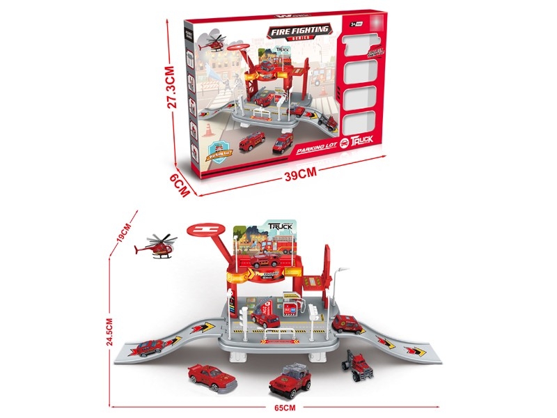 FIRE PARKING LOT SET W/DIE-CAST 3PCS+1PCS PLANE - HP1184380