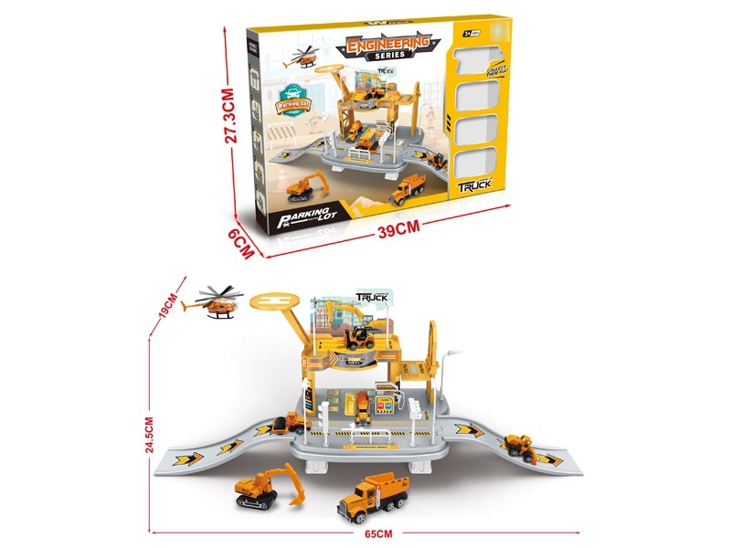 ENGINEERING PARKING LOT SET W/DIE-CAST 3PCS+1PCS PLANE - HP1184381