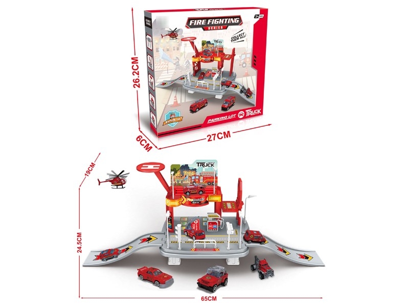 FIRE PARKING LOT SET W/DIE-CAST 2PCS+1PCS PLANE - HP1184382