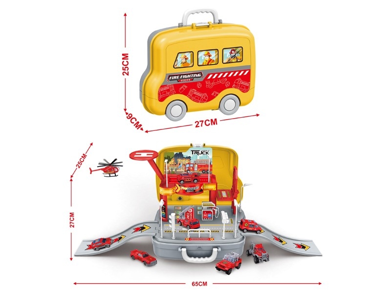 FIRE PARKING LOT SET W/DIE-CAST 2PCS+1PCS PLANE - HP1184384