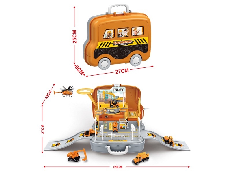 ENGINEERING PARKING LOT SET W/DIE-CAST 2PCS+1PCS PLANE - HP1184385