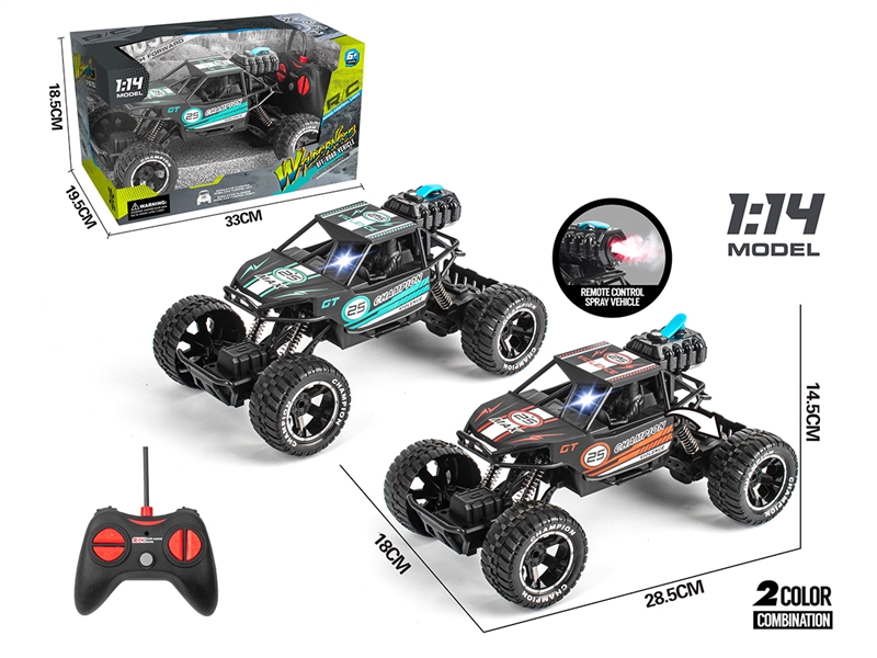 1：14 5-CHANNEL R/C CLIMBING CAR W/MIST SPRAY FUNCTION，RED/YELLOW - HP1185417