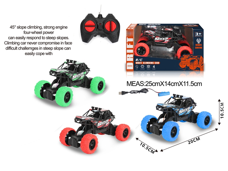 1:20 4 FUNCTION R/C CLIMBING CAR W/LIGHT（INCLUDED BATTERY）RED/GREEN/BLUE - HP1185514