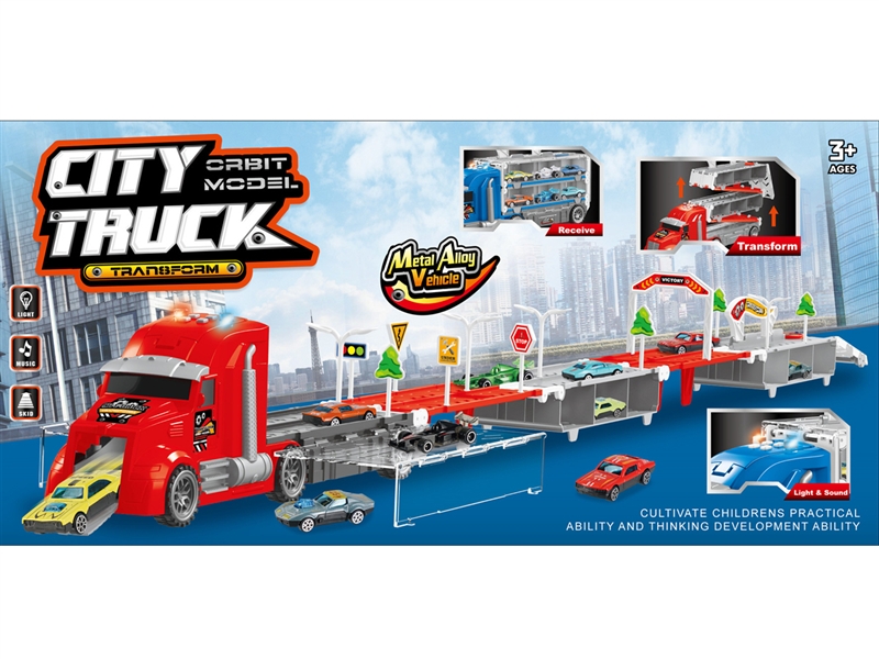 FOLDING RAIL CAR W/6 FREE WAY DIE-CAST CAR - HP1185625
