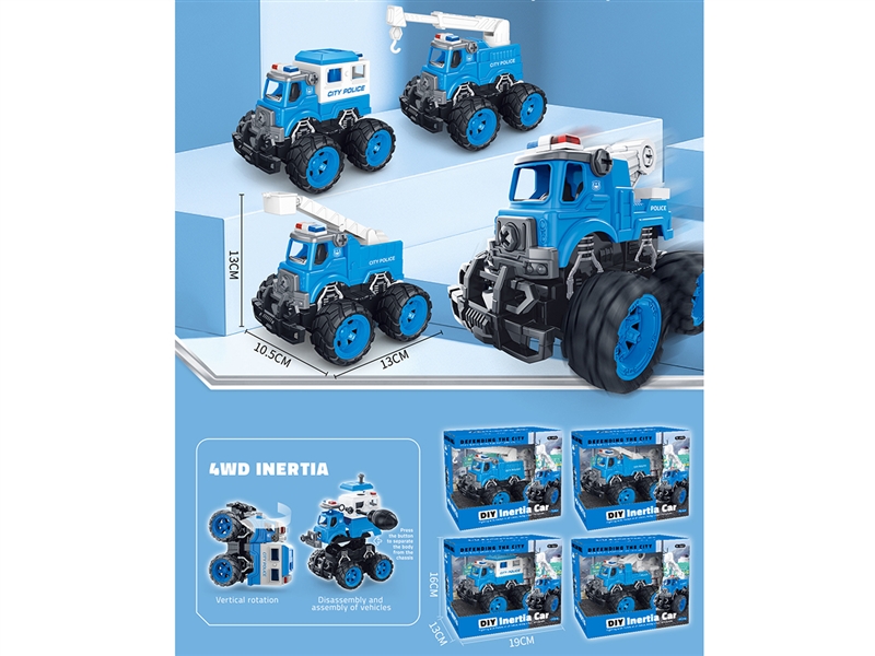 DIY ASSEMBLE FRICTION POLICE CAR，4ASST - HP1186293