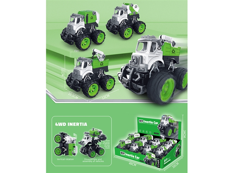 DIY ASSEMBLE FRICTION SANITATION TRUCK 8PCS/DISPLAY BOX - HP1186312