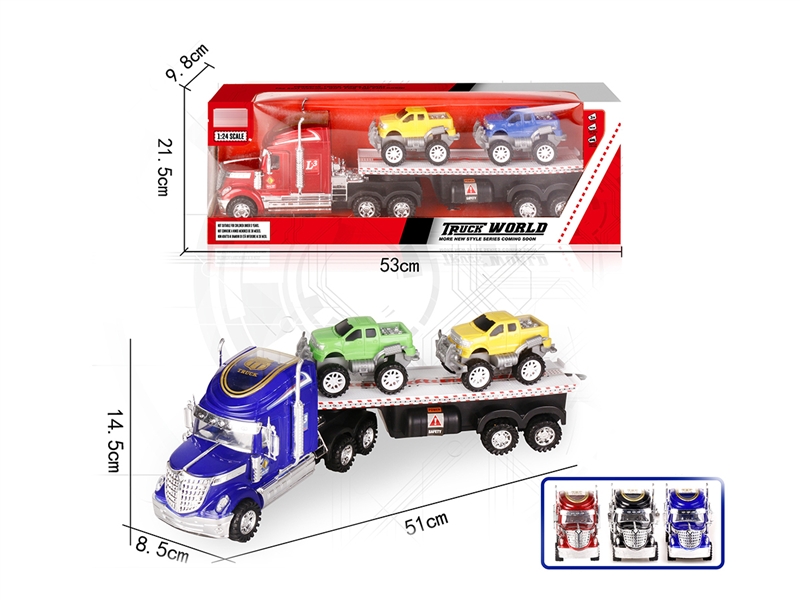 FRICTION TRUCK W/2 FREE WAY CARS(RED/BLUE/BLACK) - HP1186379