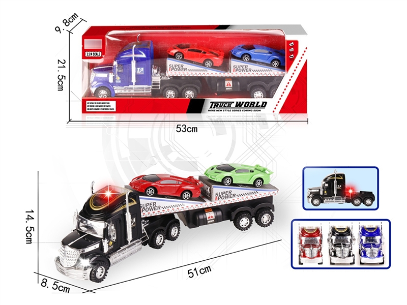 FRICTION TRUCK W/2 FREE WAY CARS & LIGHT & MUSIC(INCLODED BATTERY) - HP1186390