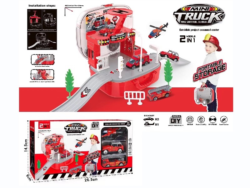 FIRE PARKING LOT SET W/2 FREE WAY DIE-CAST CAR & 1PLANE - HP1186690