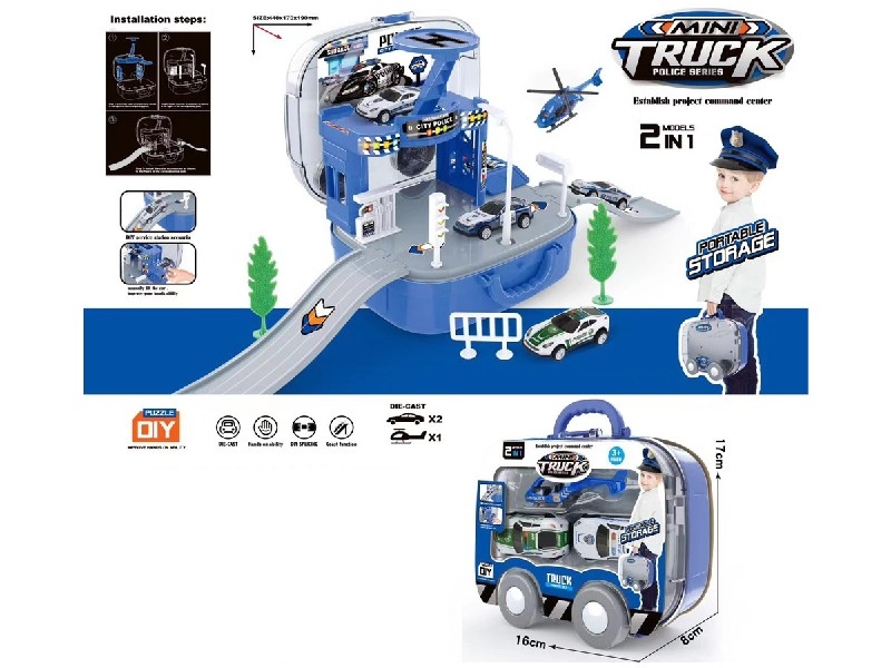 POLICE PARKING LOT SET W/2FREE WAY CAR & 1PLANE - HP1186696