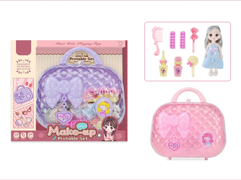BEAUTY SET  W/DOLL 7PCS RED/PURPLE - HP1186731