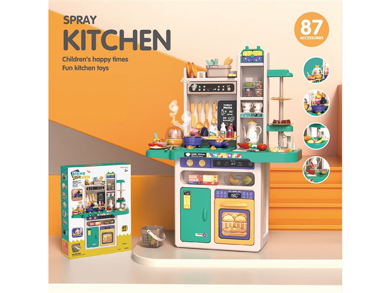 93.5CM KITCHEN SET W/SPRAY & LIGHT & MUSIC & WATER 87PCS - HP1188127