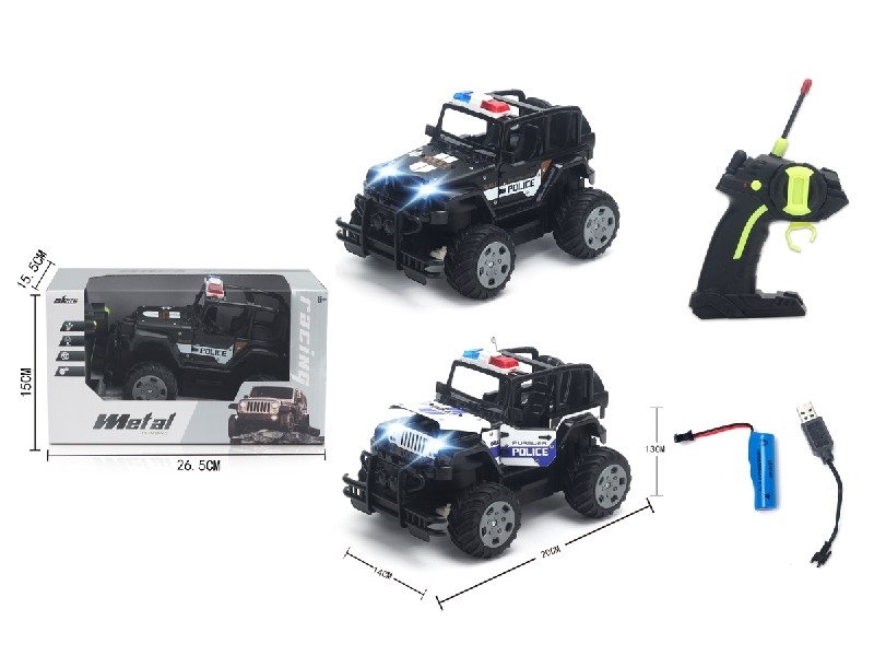 1:20 4 CHANNE R/C DIE-CAST POLICE CAR W/LIGHT（INCLUDED 3.7V LITHIUM BATTERY & USB）CAN OPEN THE DOORS，WHITE/BLACK - HP1188170