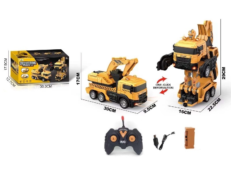 R/C DEFORMATION CONSTRUCTION TRUCK W/LIGHT & MUSIC（INCLUDED 3.7V LITHIUM BATTERY & USB） - HP1188172